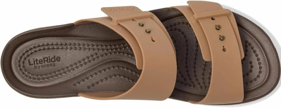 Crocs Women's Brooklyn Wedge Sandals with Cork Detail and Buckle Closure
