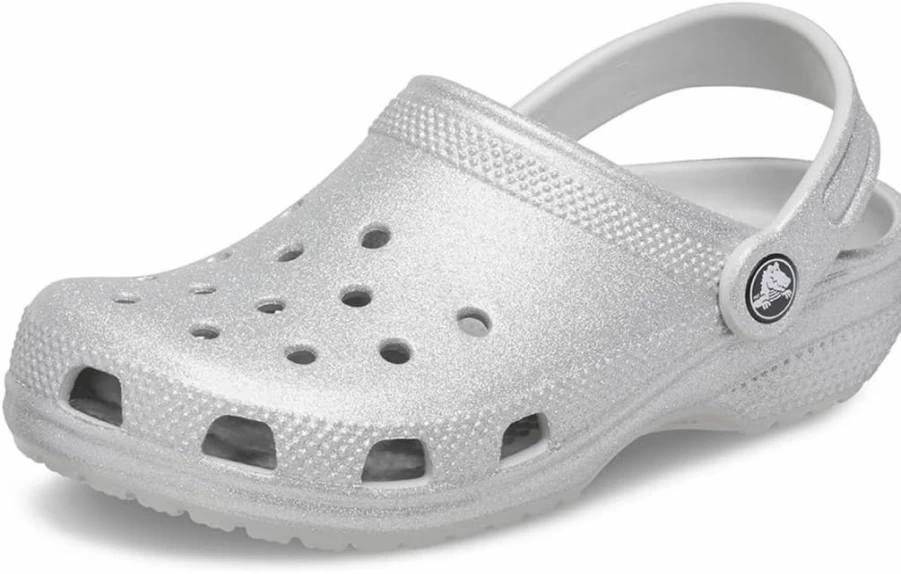 Crocs Kids' Classic Glitter Clog | Sparkle Lightweight Comfortable Slip-On Shoes for Girls & Boys