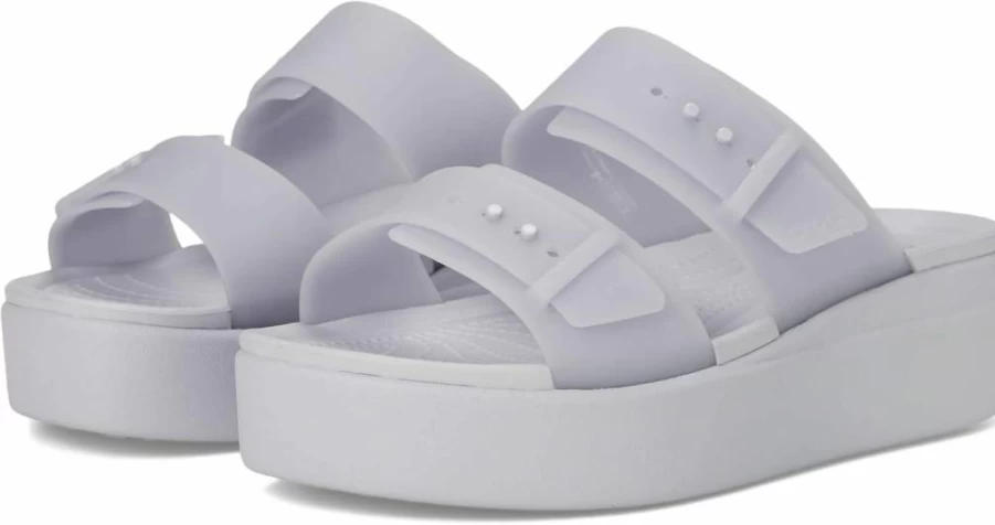 Crocs Brooklyn Low Wedge Slip-On Shoes with Adjustable Buckle for Comfort and Style