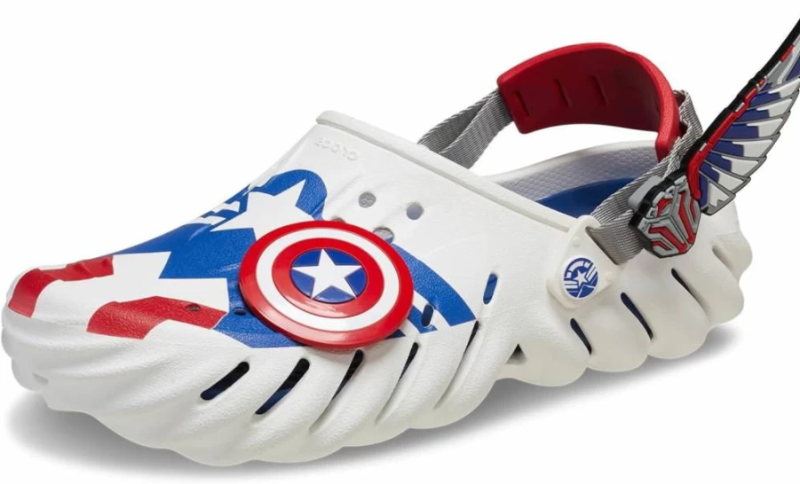 Crocs Marvel Captain America Unisex Adult Echo Clog | Lightweight Comfortable Slip-On Shoes
