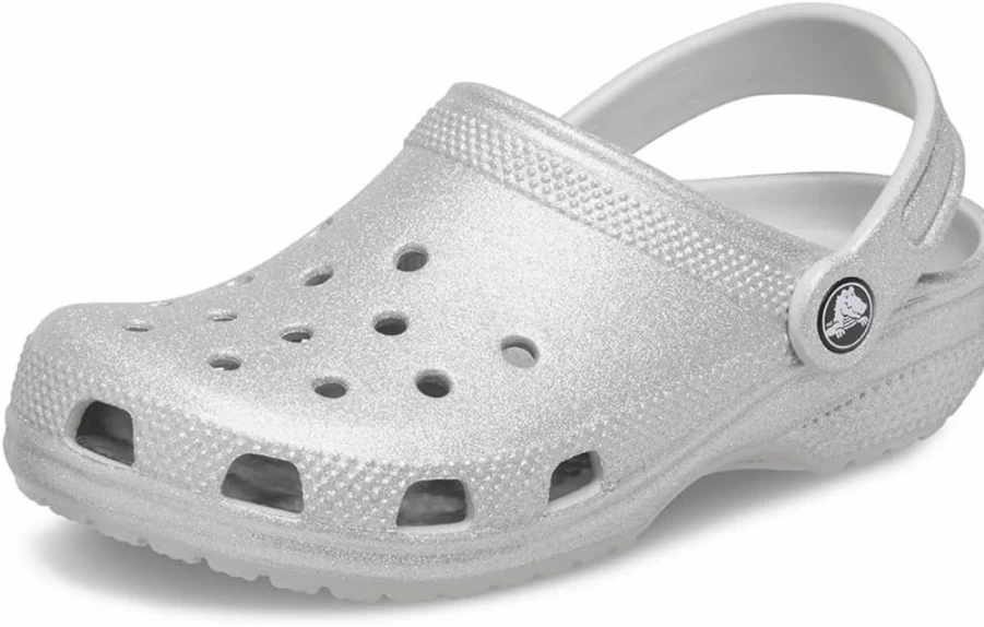 Crocs Kids' Classic Glitter Clogs | Sparkly Lightweight Comfort Slip-On Shoes for Girls & Boys