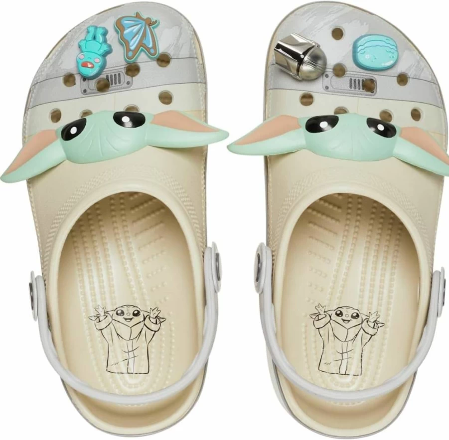 Crocs Unisex-Adult Star Wars The Mandalorian Grogu Classic Clog in Bone Color | Lightweight & Comfortable Slip-On Shoes