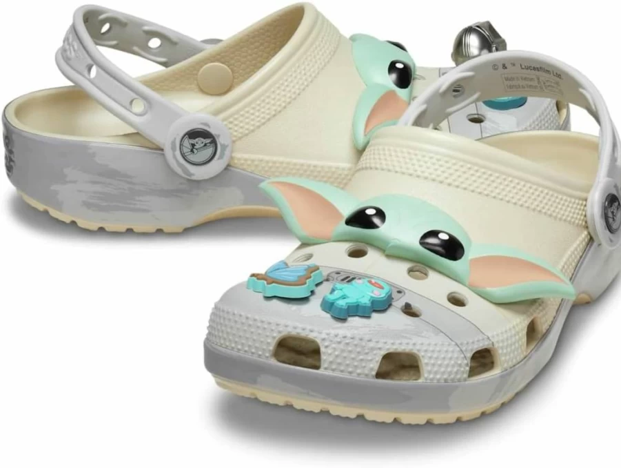 Crocs Unisex-Adult Star Wars The Mandalorian Grogu Classic Clog in Bone Color | Lightweight & Comfortable Slip-On Shoes