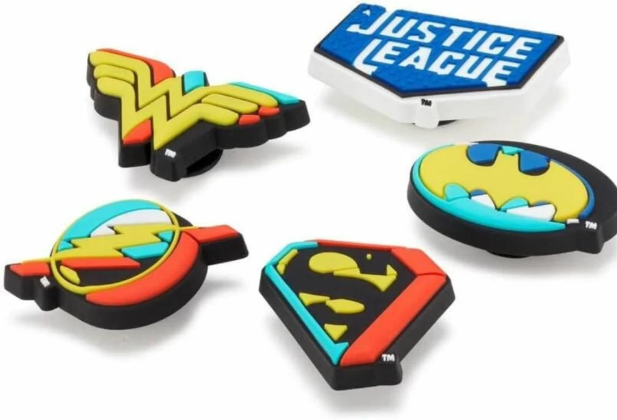 Crocs Jibbitz Justice League Shoe Charms - 5-Pack Superhero Decorations for Crocs Shoes
