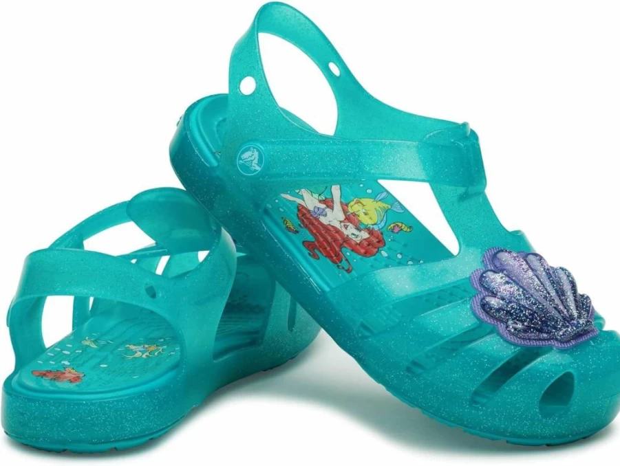 Crocs Kids Disney Princess Isabella Glitter Sandals for Toddlers - Ariel Style Lightweight Comfortable Slippers