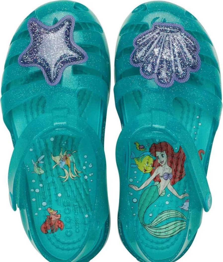 Crocs Kids Disney Princess Isabella Glitter Sandals for Toddlers - Ariel Style Lightweight Comfortable Slippers