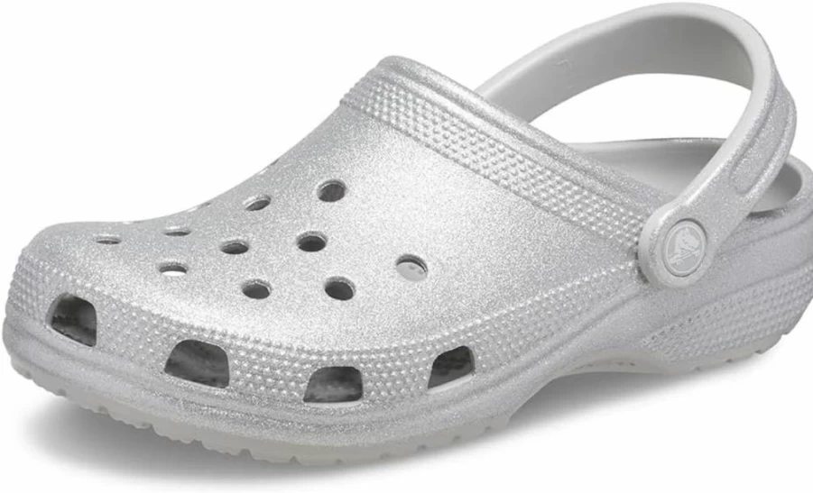 Crocs Unisex Classic Glitter Clogs for Adults - Sparkly Comfort Slip-On Shoes