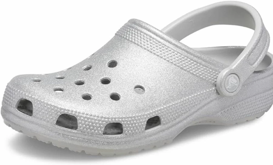 Crocs Unisex Adult Classic Glitter Clogs | Sparkly Comfort Slip-On Shoes for Men & Women