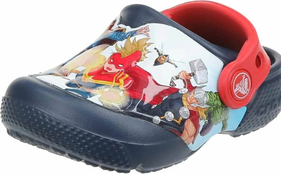 Crocs Kids Avengers Patch Clog - Fun Lab Unisex Children's Lightweight Comfortable Sandals
