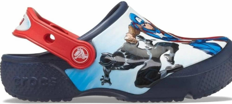 Crocs Kids Avengers Patch Clog - Fun Lab Unisex Children's Lightweight Comfortable Sandals