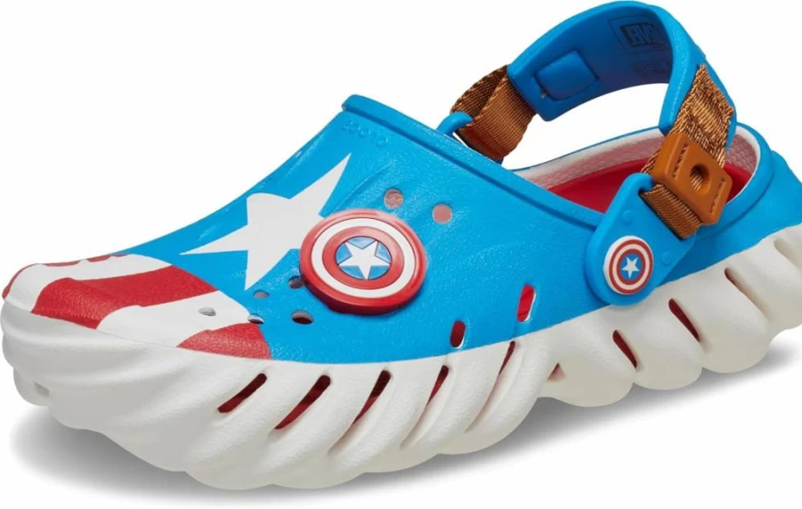 Crocs Kids Marvel Captain America Lightweight Clogs | Unisex Children's Water Shoes