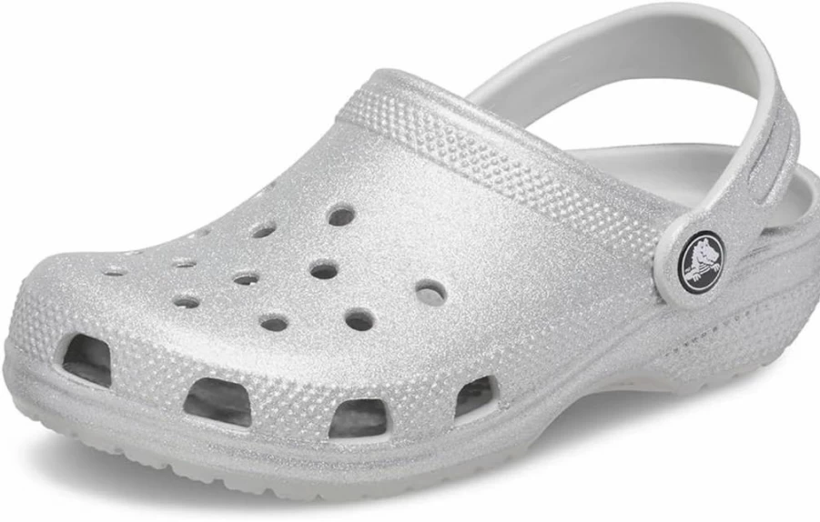 Crocs Kids' Classic Glitter Clogs | Sparkle Lightweight Comfort Slip-On Water Shoes for Girls & Boys