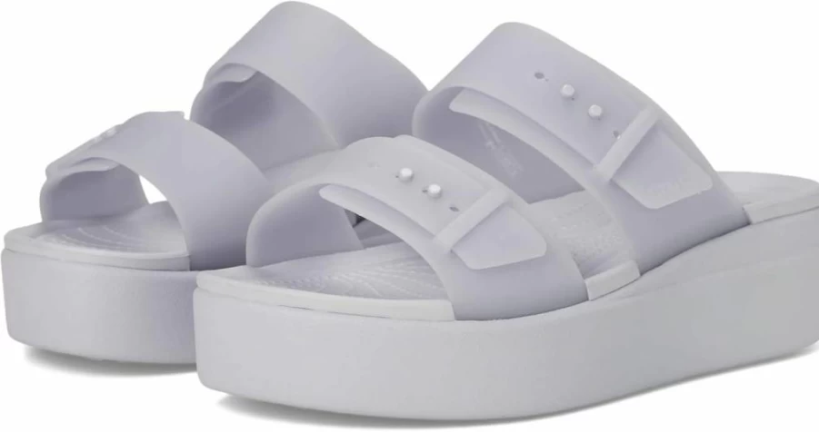 Crocs Brooklyn Low Wedge Slip-On Shoes with Adjustable Buckle for Comfort and Style