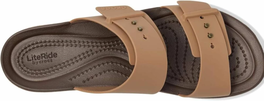 Crocs Women's Brooklyn Wedge Sandals with Cork Detail and Buckle Closure