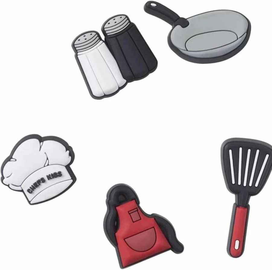 Crocs Jibbitz Charms 5-Pack - Chef Theme Shoe Decorations for Crocs Shoes