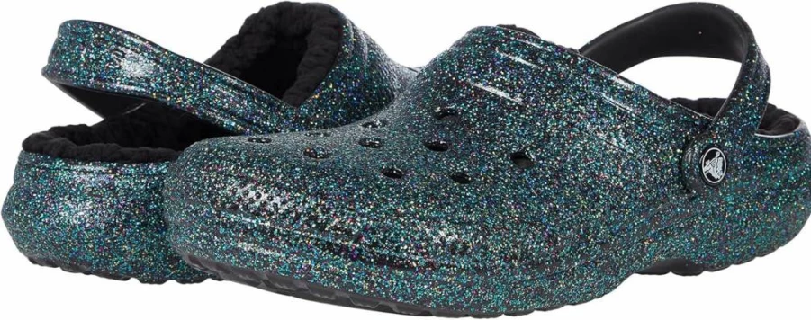 Crocs Unisex Classic Lined Glitter Clogs for Adults - Comfortable & Stylish Slip-On Shoes