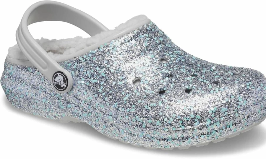 Crocs Kids Classic Lined Glitter Clog | Water-Resistant Slip-On Shoes for Boys & Girls