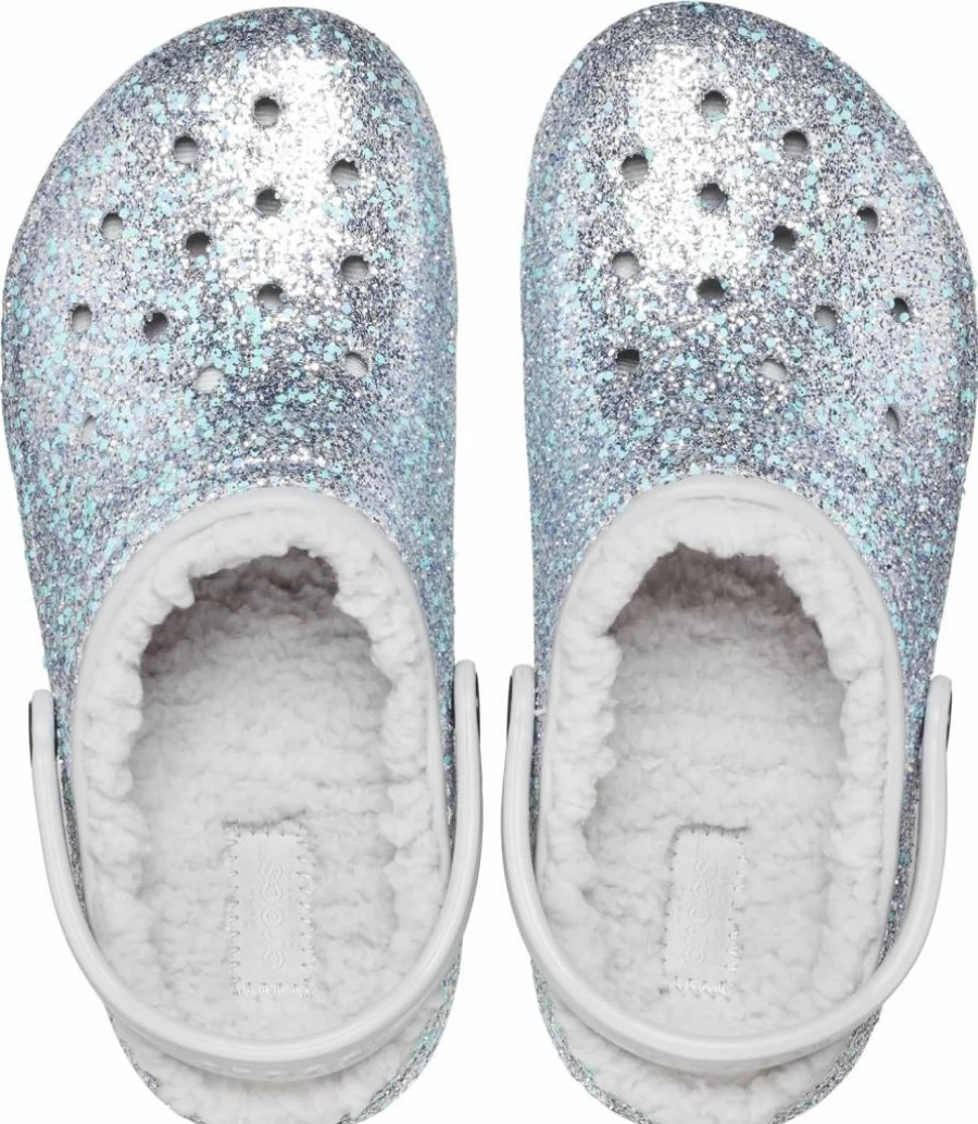 Crocs Kids Classic Lined Glitter Clog | Water-Resistant Slip-On Shoes for Boys & Girls