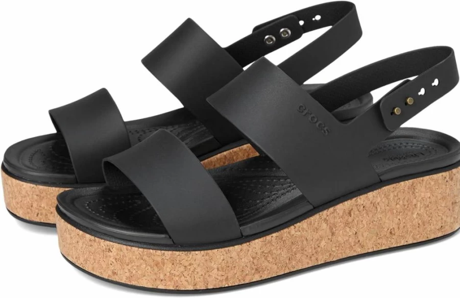 Crocs Women's Brooklyn Low Wedge Sandal - Comfortable Cork Footbed Slide Shoes