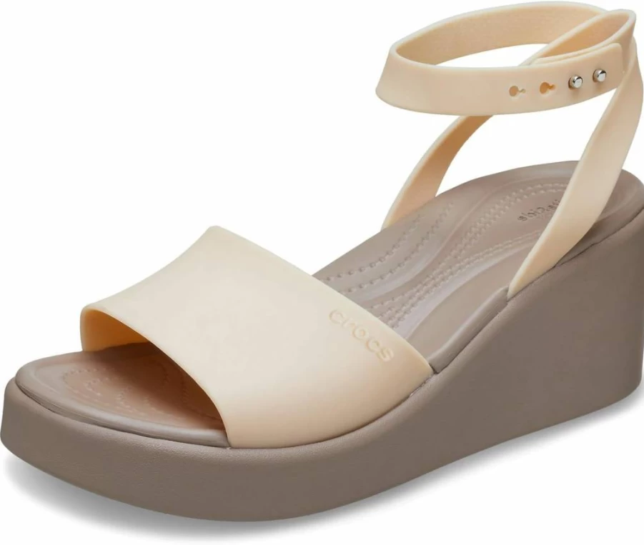 Crocs Women's Brooklyn Low Wedge Ankle Strap Sandals - Comfortable Slip-On Waterproof Shoes