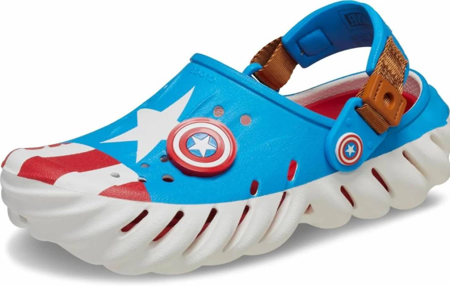Crocs Marvel Captain America Kids' Echo Clogs - Unisex Children's Lightweight Slip-On Shoes