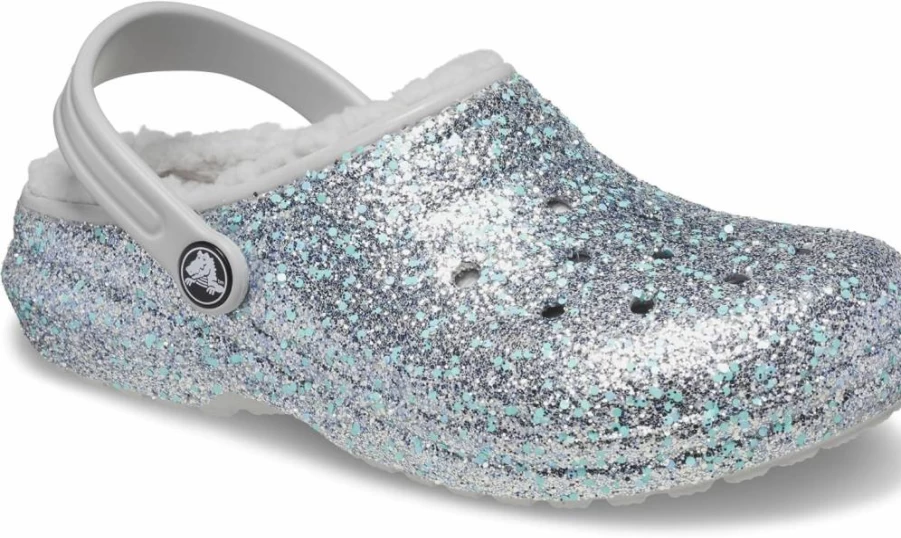 Crocs Kids Classic Lined Glitter Clogs | Waterproof Slip-On Shoes for Boys & Girls
