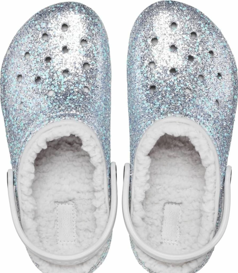 Crocs Kids Classic Lined Glitter Clogs | Waterproof Slip-On Shoes for Boys & Girls