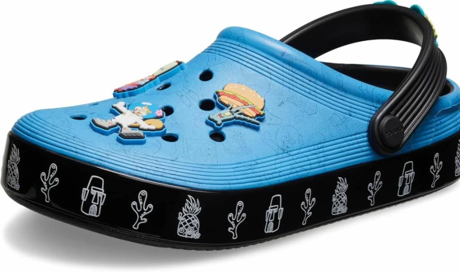 Crocs Kids SpongeBob SquarePants Off Court Clogs - Unisex Lightweight Slip-On Water Shoes for Little Big Kids