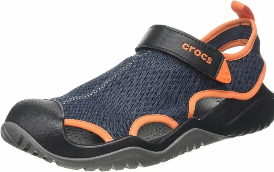 Crocs Men's Swiftwater Mesh Deck Sandals - Lightweight Water-Friendly Outdoor Slide Sandals for Men